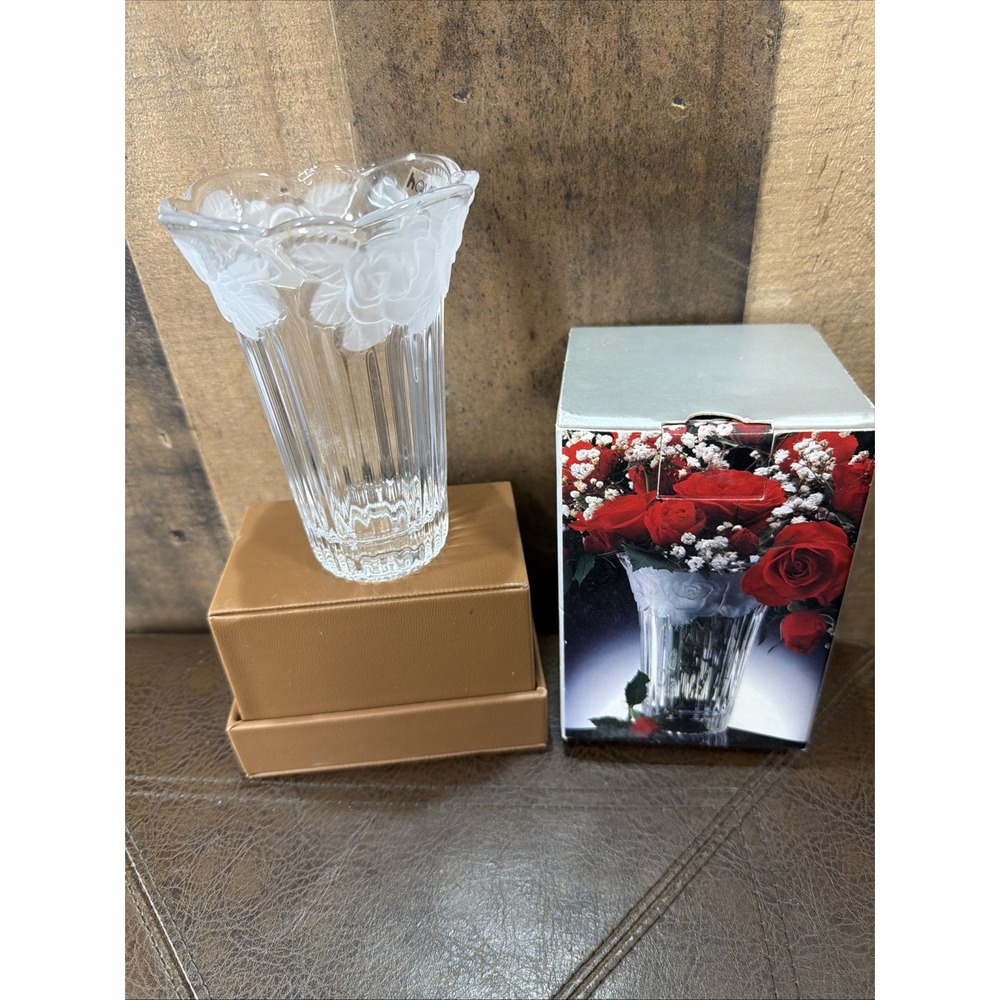 Home Beautiful Crystal Mini Vase Rose Pearls WY401/613 Japan NIB Vintage Box MCM